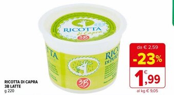 Iperal Ricotta di Capra 3B Latte g 220 offerta