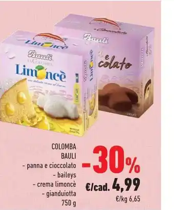 Conad Colomba Bauli panna e cioccolato baileys crema limoncè gianduiotta 750 g offerta