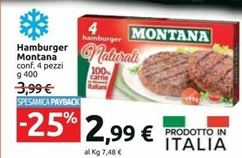 Carrefour Market Montana 4 Hamburger Naturali 400 G(ml) offerta