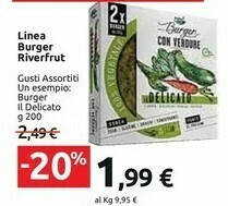 Carrefour Market Riverfrut - Burger 100% Vegetale Melanzane E Pomodori 200 G(ml) offerta