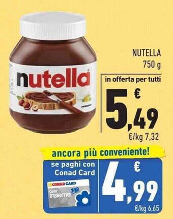 Conad nutella 750 g offerta