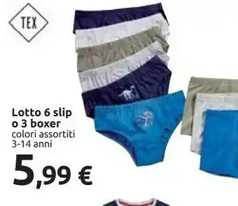 Carrefour Lotto 6 Slip/ 3 Boxer offerta