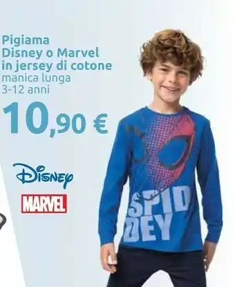 Carrefour Marvel Pigiama In Jersey Di Cotone Manica Lunga 3-12 Anni offerta