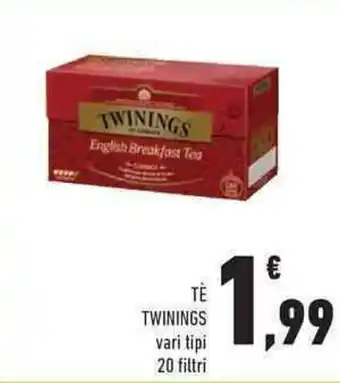 Conad Twinings Tè vari tipi 20 filtri offerta