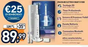 Unieuro Oral-B Spazzolino Elettrico Smart 5 5100S Bianco offerta