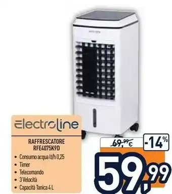Unieuro Electroline RFE4075K9D Condizionatore A Evaporazione Raffrescatore Evaporativo offerta