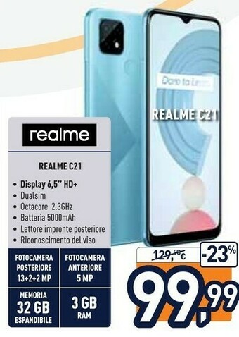 Unieuro Realme C21 offerta
