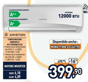 Unieuro Ariston Condizionatore Monosplit Kit SYROSNET3235 offerta