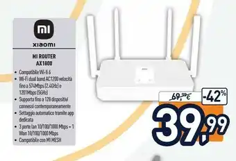 Unieuro Xiaomi MI Router AX1800 offerta