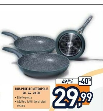 Unieuro Aeternum Tris Padelle Metropolis 20-24-28 Cm offerta