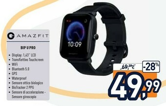 Amazfit Bip U Pro 3,63 Cm (1.43") IPS Nero GPS (satellitare)