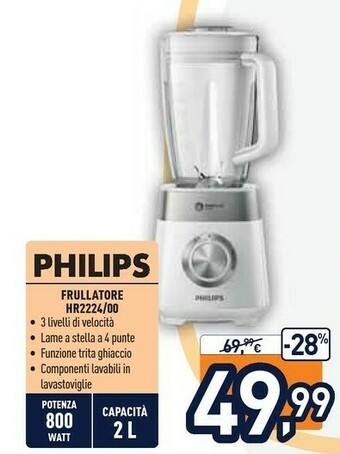 Unieuro Philips 5000 Series Frullatore HR2224/00 Con Tecnologia ProBlend Crush offerta