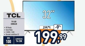 Unieuro TCL 32DD420 TV 81,3 Cm (32") HD Nero offerta