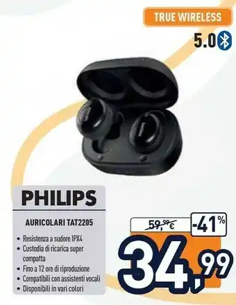 Unieuro Philips Auricolari TAT2205 offerta