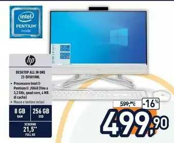 Unieuro Hp Desktop 22-DF0010NL offerta