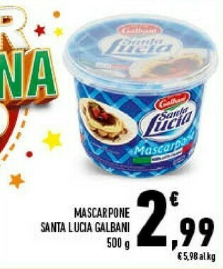 Conad Galbani Mascarpone Santa Lucia 500 G(ml) offerta