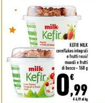 Conad Milk - Kefir Corn Flakes Integrali e Frutti Rossi 160 g(ml) offerta