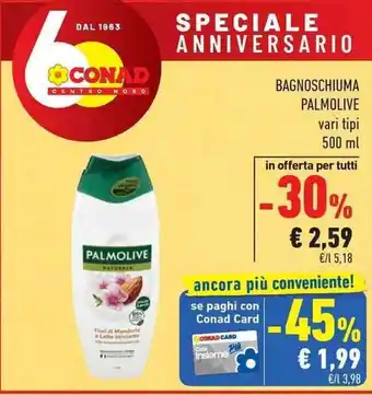 Conad Palmolive Bagnoschiuma vari tipi 500 ml offerta