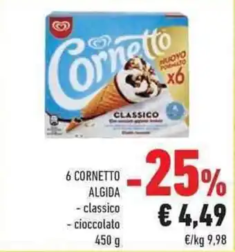 Conad Algida 6 Corneto classico 450 g offerta
