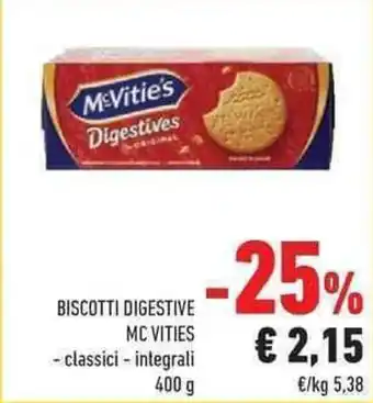 Conad Mc Vities Biscotti Digestive classici 400 g offerta