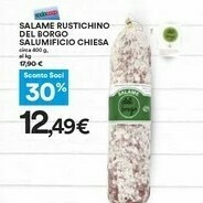 Coop Salumificio Chiesa Salame Rustichino Del Borgo offerta