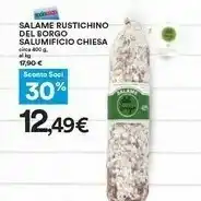 Coop Salumificio Chiesa Salame Rustichino Del Borgo offerta