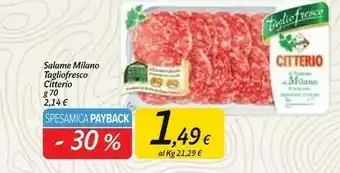 Carrefour Market Citterio Il Salame Di Milano L'Originale 70 G(ml) offerta