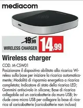 Vobis Mediacom Wireless Charger offerta