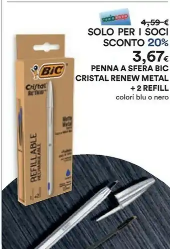 Coop Bic Cristal Renew Metal Penna A Sfera offerta