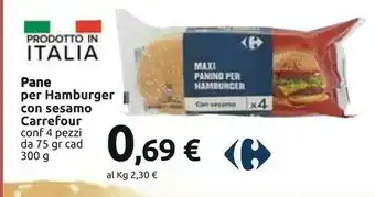 Carrefour Carrefour Pane Per Hamburger Con Sesamo offerta