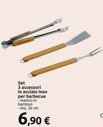 Set 3 Accessori In Acciaio Inox Per Barbecue