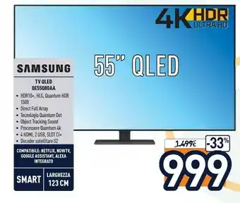 Unieuro Samsung Series 8 QE55Q80AA 139,7 Cm (55") 4K Ultra HD Smart TV Wi-Fi Nero offerta