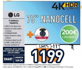 Unieuro LG TV Nanocell 75NANO756 75" offerta