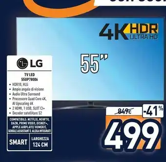 Unieuro LG TV LED 55UP78006 55" offerta