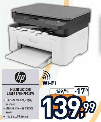 Unieuro HP Multifunzione Laser MFP135W offerta
