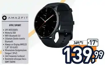 Unieuro Amazfit GTR 2 Sport 3,53 Cm (1.39") AMOLED Nero GPS (satellitare) offerta
