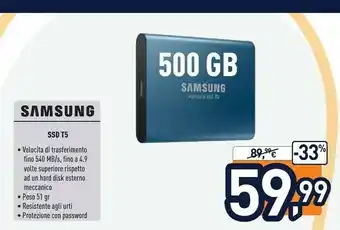 Unieuro Samsung SSD T5 offerta
