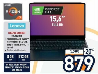 Unieuro Lenovo Ideapad Gaming 3 82EY00PCIX offerta