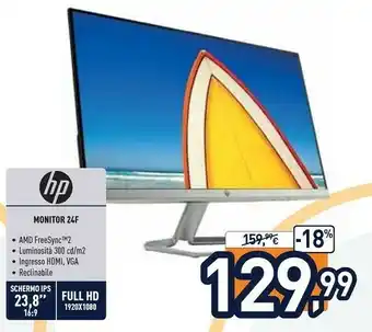 Unieuro HP 24f 60,5 Cm (23.8") 1920 X 1080 Pixel Full HD LED Argento offerta