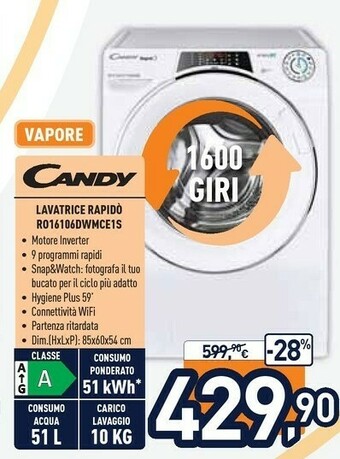 Unieuro Candy RO 16106DWM CE1S offerta