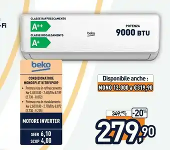 Unieuro Beko Condizionatore Monosplit KITBIVP009 offerta