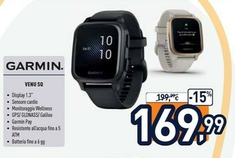 Unieuro Garmin Venu SQ LCD 3,3 Cm (1.3") Grigio GPS (satellitare) offerta