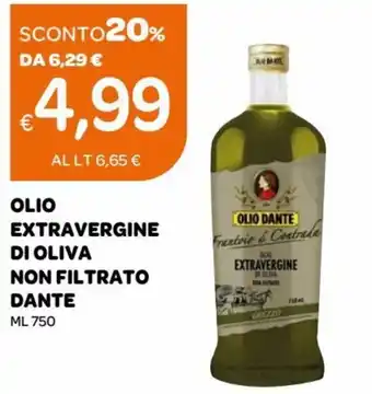 Ekom Dante Olio Extravergine di Oliva Non Filtrato ml 750 offerta