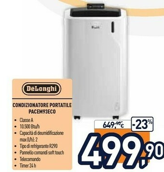 Unieuro DeLonghi Condizionatore Portatile PACEM93ECO offerta