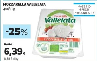 Coop Vallelata Mozzarella 4 x 180 g offerta