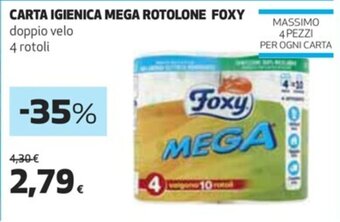 Coop Foxy Carta Igienica Mega Rotolone 4 rotoli offerta