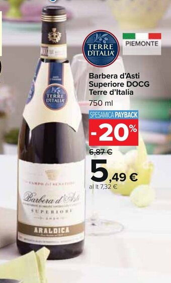 Carrefour Barbera d'Asti Superiore DOCG Terre d'Italia 750 ml offerta