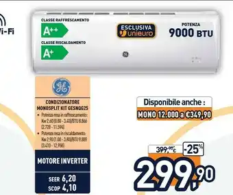 Unieuro Ge Appliances Condizionatore Monosplit Kit GESNQG25 offerta