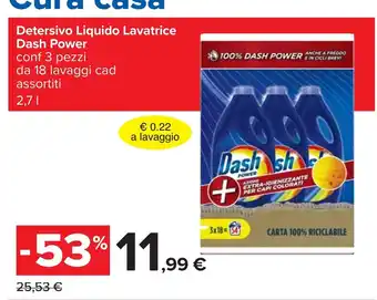 Carrefour Dash Power Detersivo Liquido Lavatrice 2,7 l offerta