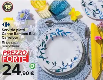 Carrefour Carrefour Servizio Piatti Canne Bamboo Blu 18 pezzi offerta